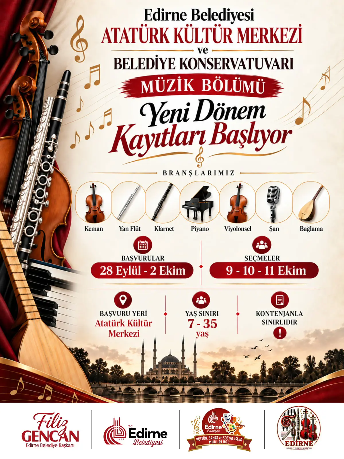 BELEDİYE KONSERVATUVARI’NDA YENİ DÖNEM KAYITLARI BAŞLIYOR